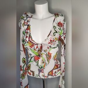 ROBERTO CAVALLI freedom collection- size 42-mesh blouse animal print